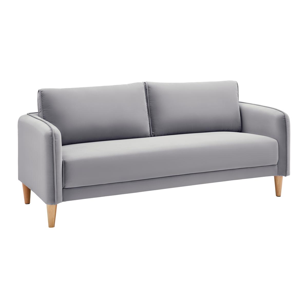 Sofa Livia Grau Samt - Naturfarben/Grau, MODERN, Holz/Textil (176/78/76cm) - Bessagi Home