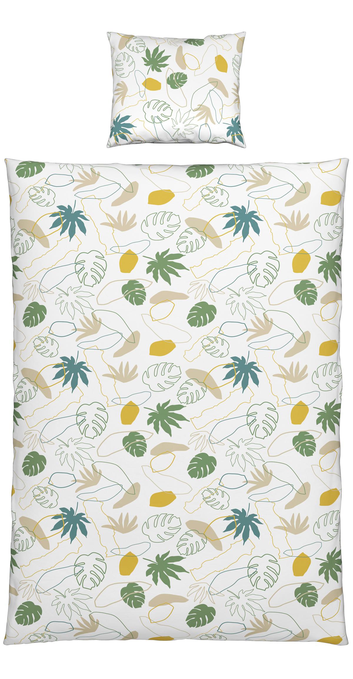 BETTWÄSCHESET KARIN - Weiss/Gelb, Konventionell, Textil (160/210cm) - Premium Living