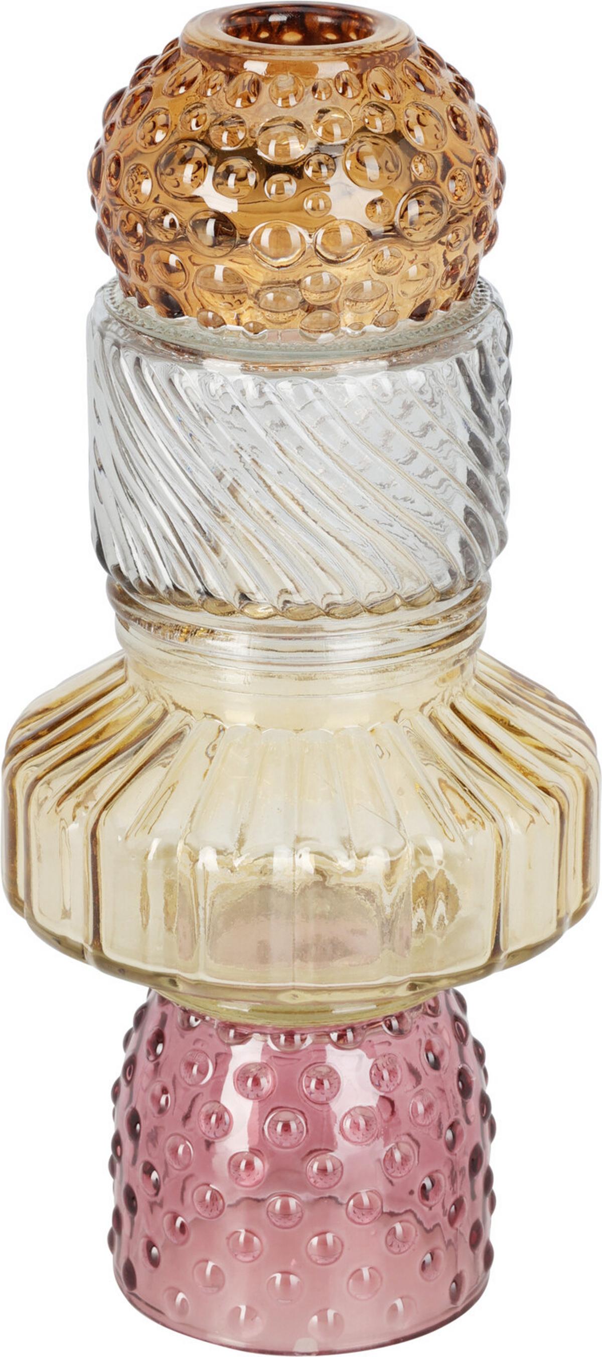 Gyertyatartó Color - többszínű, üveg (21,5/9,9cm)