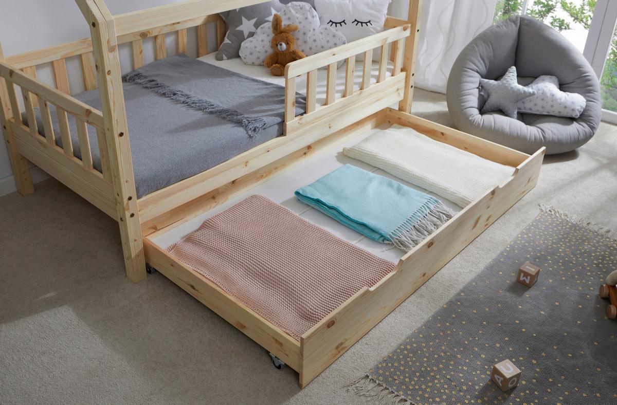 Hausbett Kay ca. 80x160 cm Kiefer Natur - Naturfarben, MODERN, Holz/Textil (80/160cm) - MID.YOU