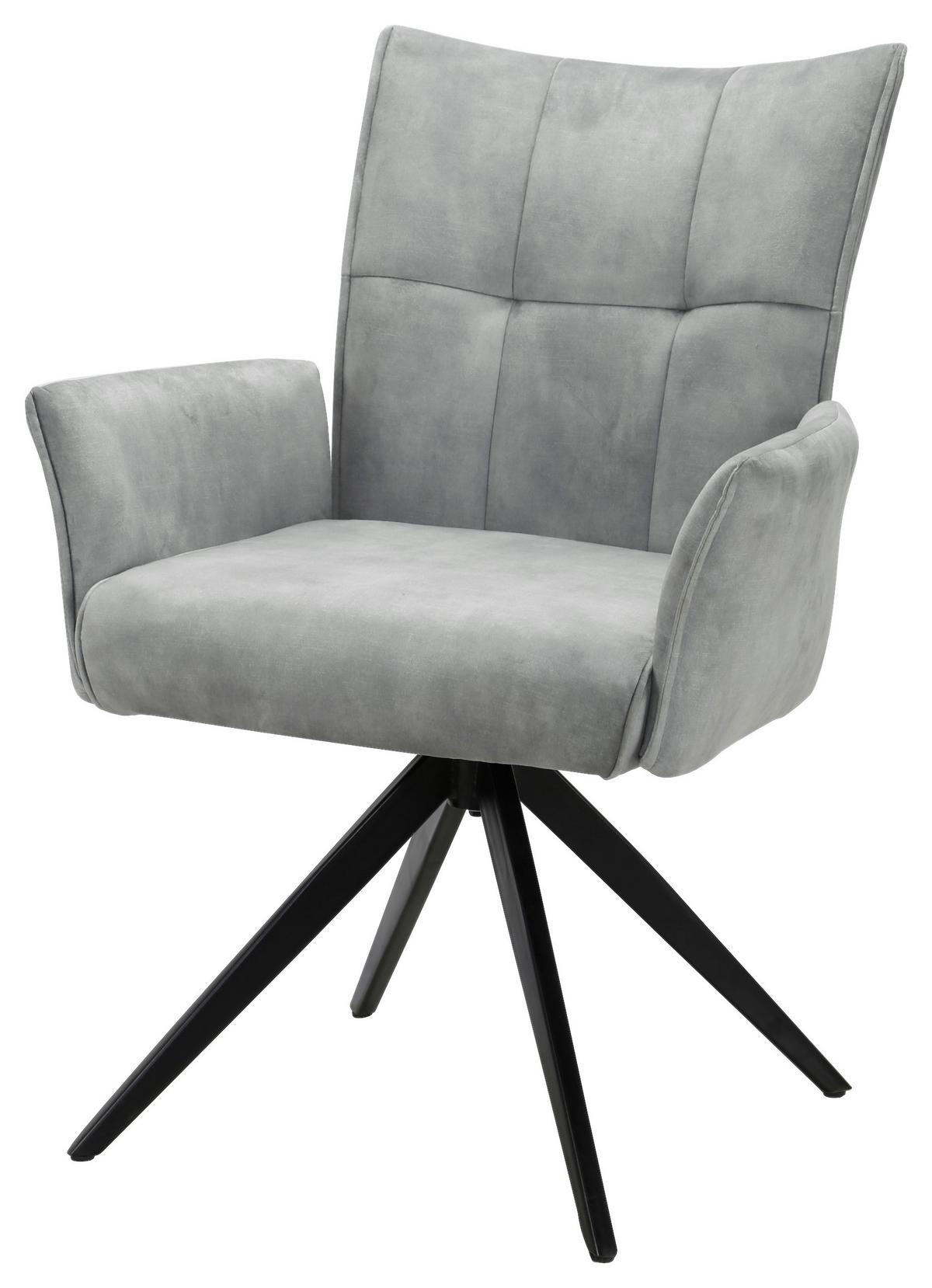 KRZESŁO Z PODŁOKIETNIKAMI EDUARDO    -HOM IN- - jasnoszary/czarny, Design, metal/tkanina (62/92/66cm) - Hom`in