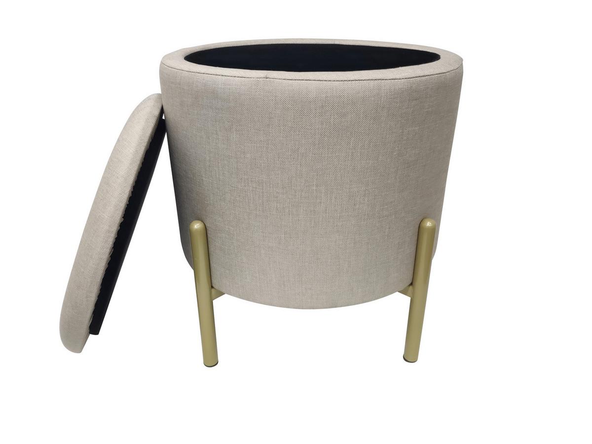 Hocker Logan Creme Samt mit Stauraum - Goldfarben/Creme, Design, Textil/Metall (36/40/36cm) - Echtwerk