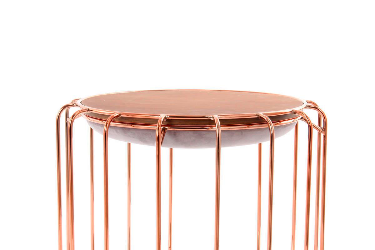 BEISTELLTISCH NBLSY - Grau/Kupferfarben, Basics, Glas/Holzwerkstoff (50/50/45cm) - Kayoom