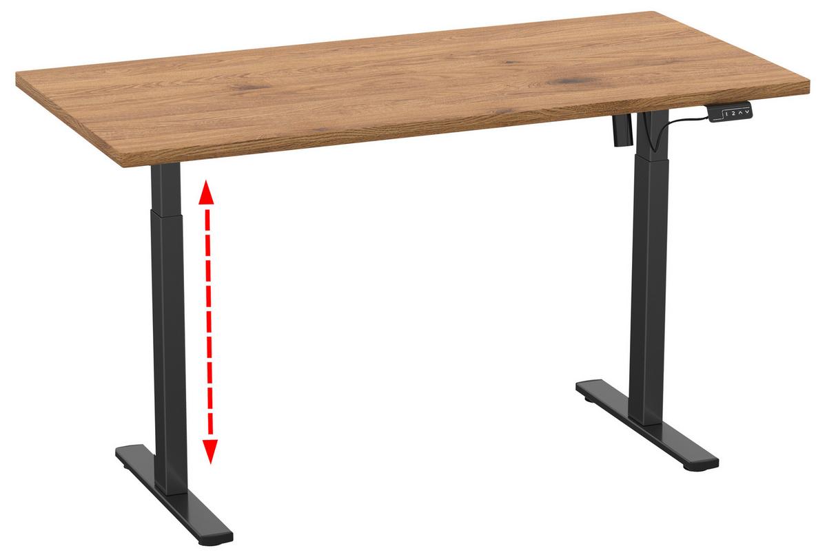 SCHREIBTISCH E-LONA - Honigeiche/Silberfarben, Design, Holzwerkstoff/Metall (110/71/80cm) - MID.YOU