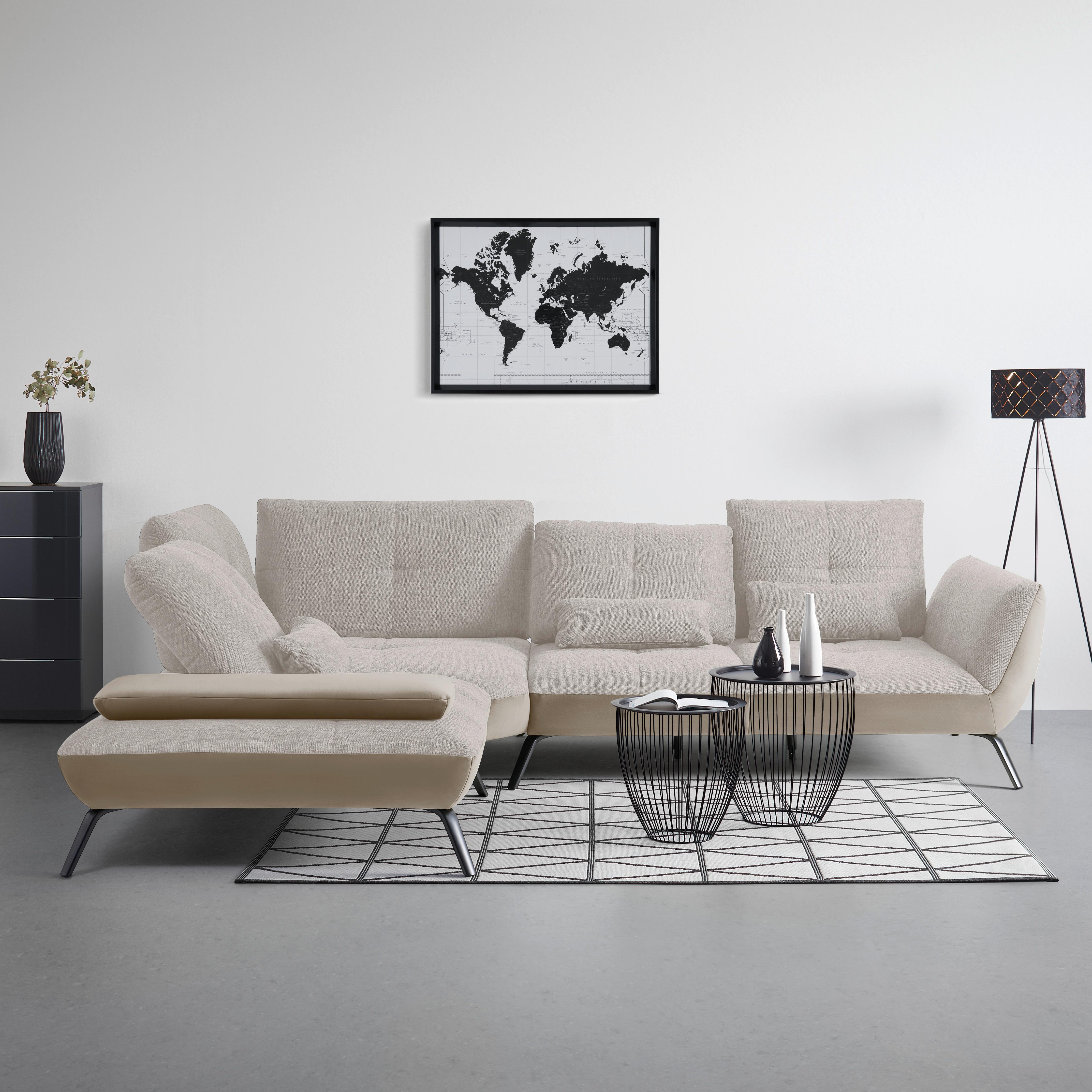 Wohnlandschaft Trendy Sandfarben/Beige - Sandfarben/Beige, MODERN, Holzwerkstoff/Textil (250/93/310cm) - Premium Living