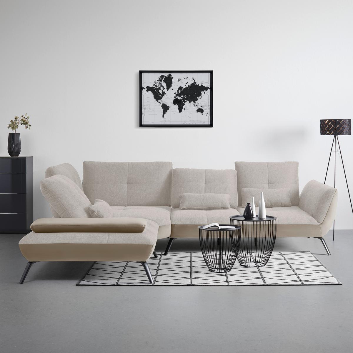 Wohnlandschaft Trendy Sandfarben/Beige - Sandfarben/Beige, MODERN, Holzwerkstoff/Textil (250/93/310cm) - Premium Living