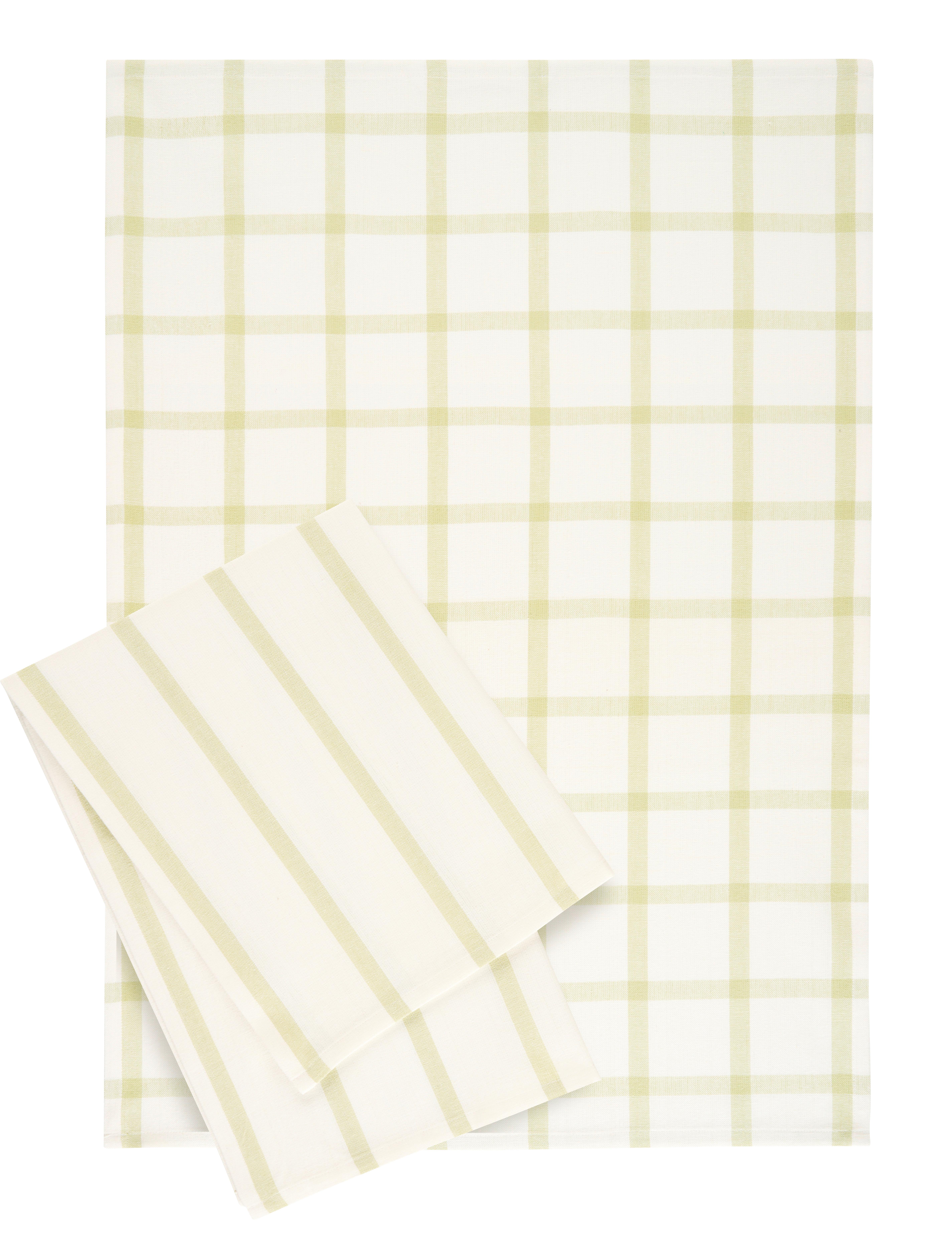 KÖKSHANDDUK SET EMMA - vit/grön, Klassisk, textil (50/70cm) - Mömax
