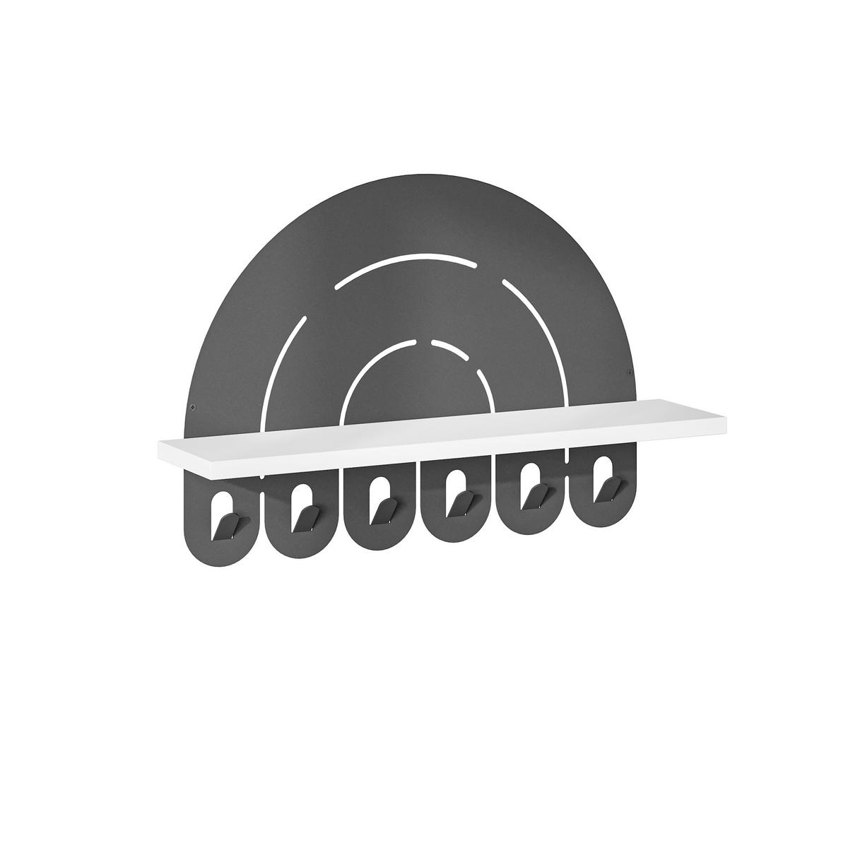 Wandgarderobe Rainbow ca. 60x40x14 cm Anthr./Weiß - Weiß, Design, Holzwerkstoff/Metall (60/40/14cm) - Livetastic