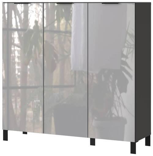 Schuhschrank Ceduna in Graphitfarben/Grau - Graphitfarben/Schwarz, MODERN, Glas/Holzwerkstoff (131/128/40cm) - Premium Living