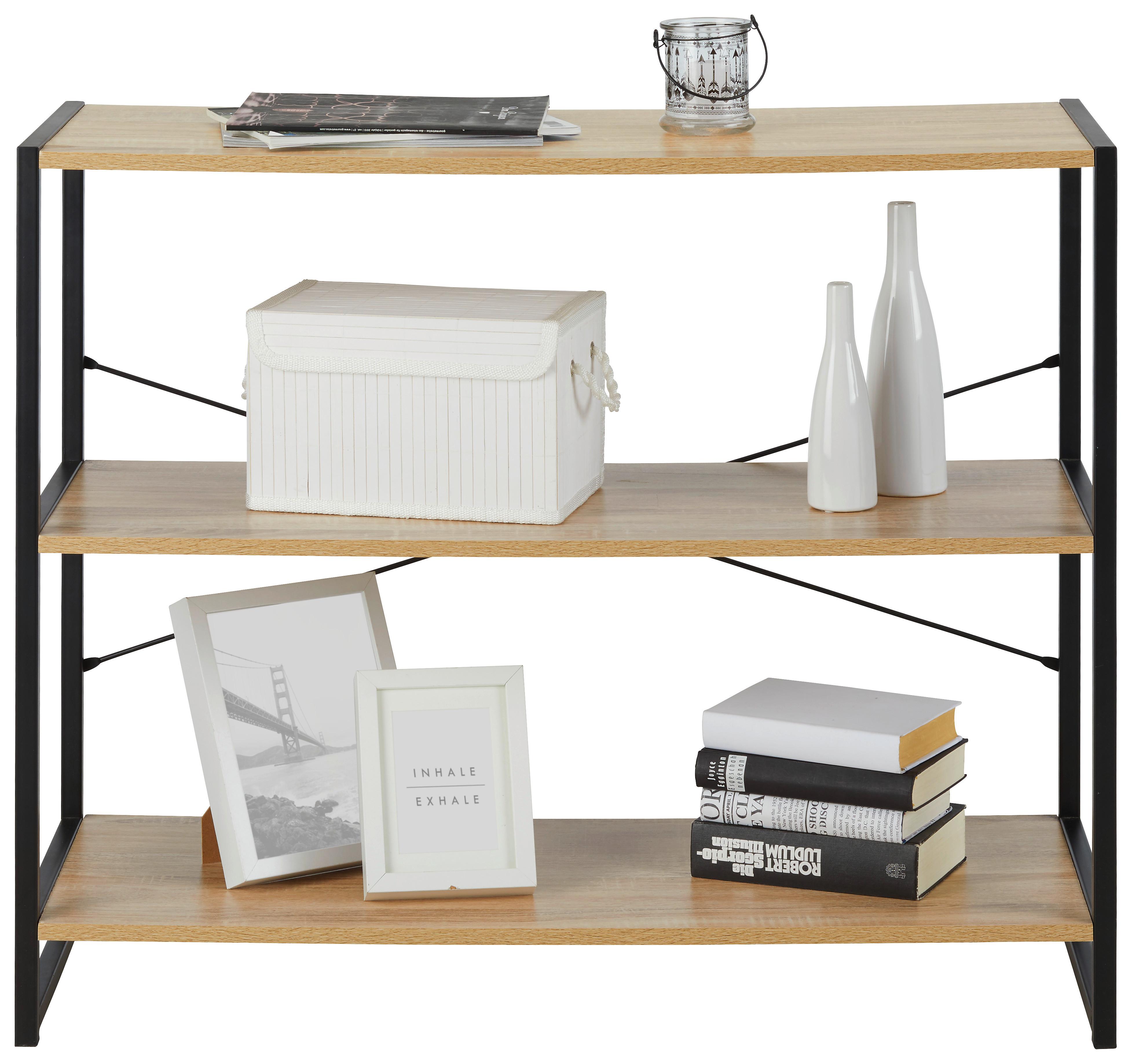 Regal Sonoma Eiche/Schwarz - Schwarz/Sonoma Eiche, Modern, Holzwerkstoff/Metall (95/79,2/35cm) - Modern Living