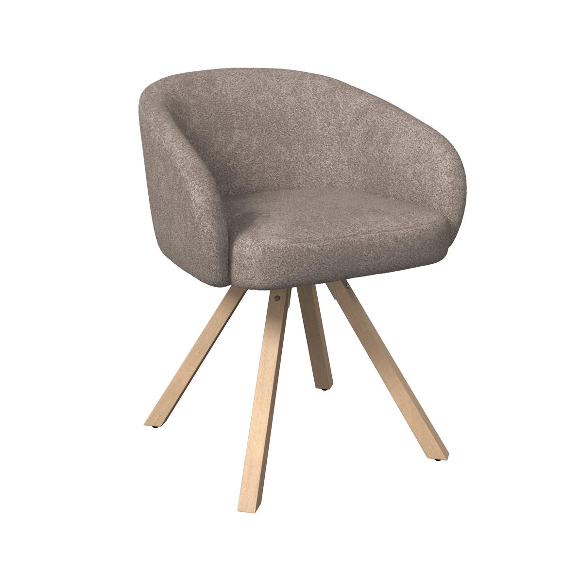 Armlehnstuhl Naya Braun Chenille Drehbar Gepolstert - Buchefarben/Braun, MODERN, Holz/Textil (62/65/81cm) - Bessagi Home