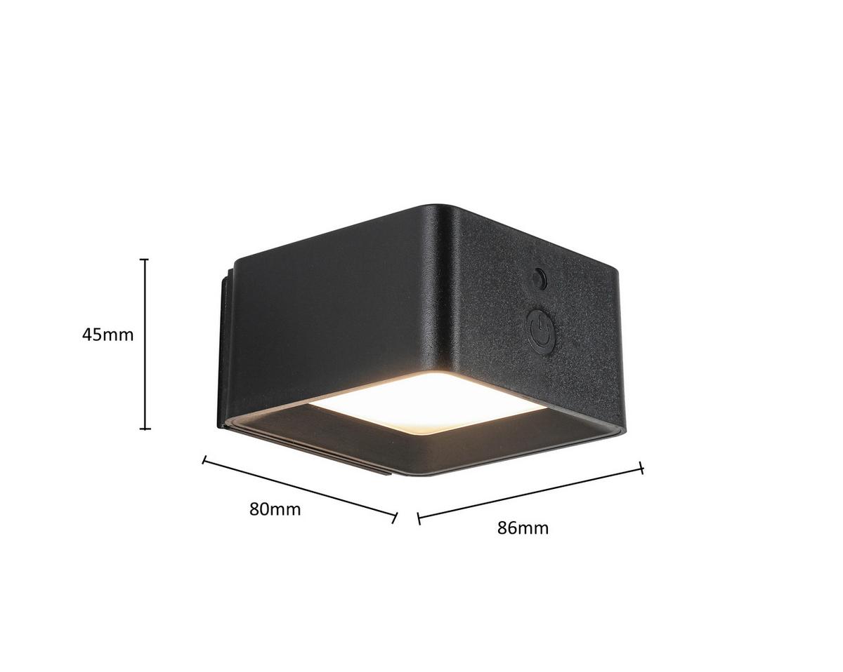 LED-Wandleuchte Qjop Schwarz max. 3,5 Watt - Schwarz, MODERN, Kunststoff/Metall (8,6/8/4,5cm) - Mömax