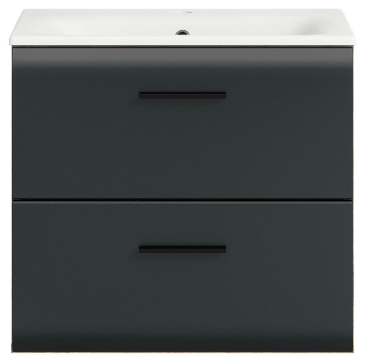 WASCHTISCHKOMBI ICE - Eiche dunkel/Weiss, Basics, Keramik/Holzwerkstoff (60cm) - MID.YOU