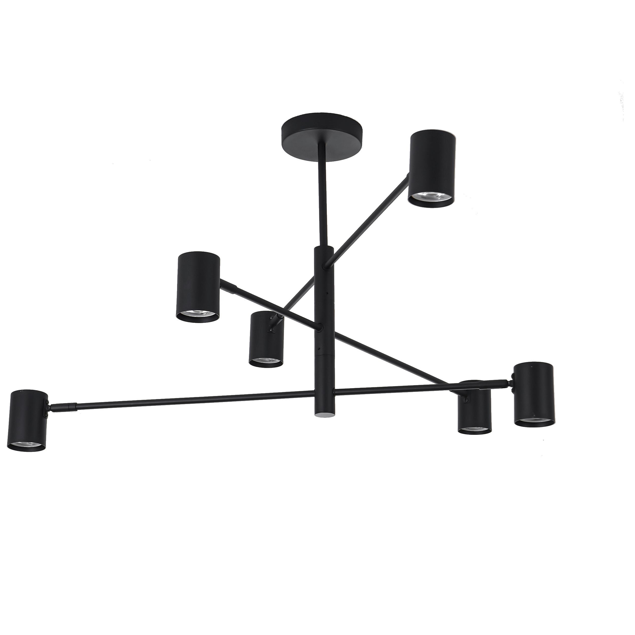 Deckenleuchte Lp-731/6p Bk_snow 6 - Schwarz, Design, Metall (80/12/44.5cm)