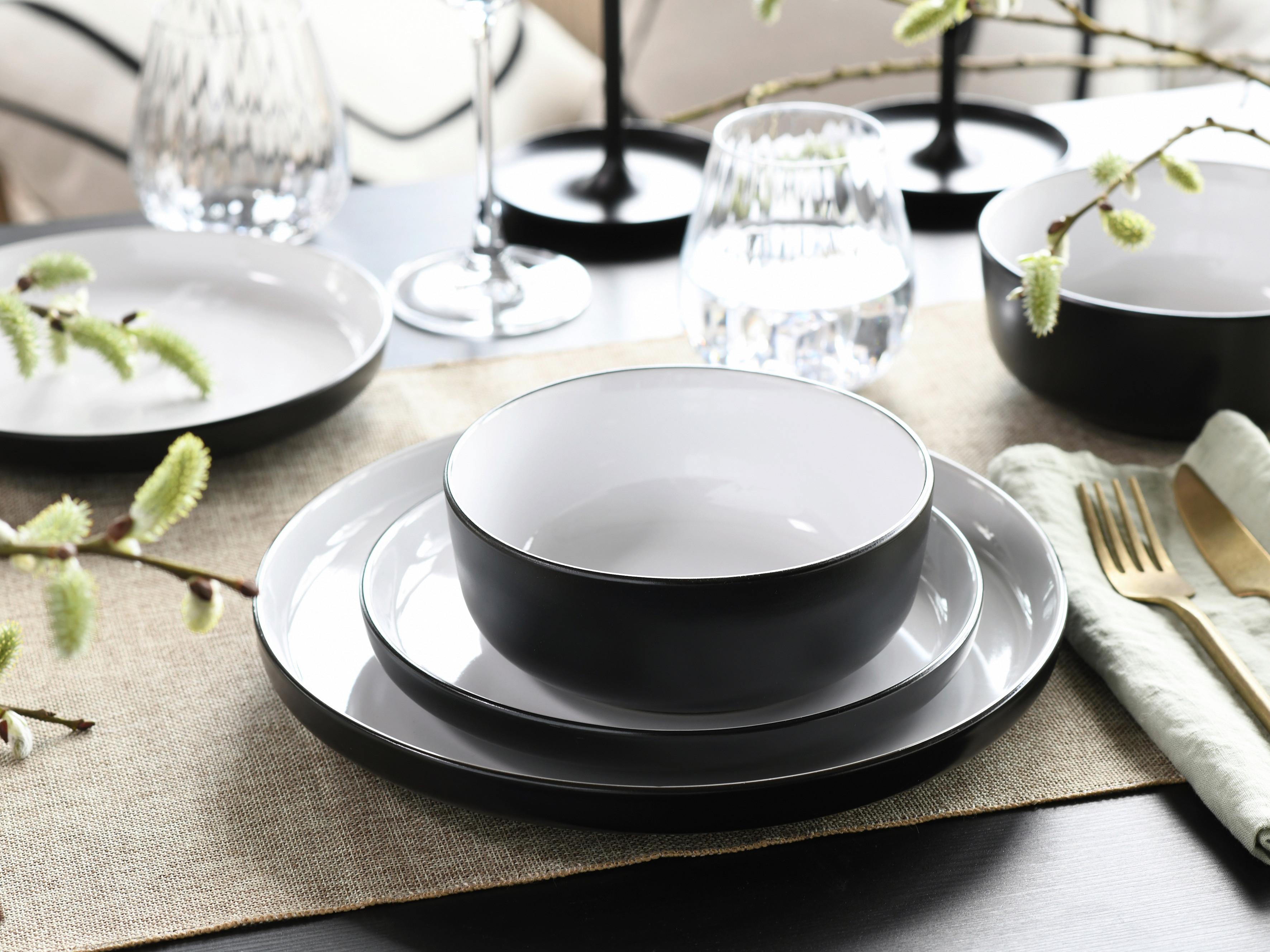 Jedilni Servis Nordic Cool Black, 12-Delni - črna/sivobela, Basics, keramika - Creatable