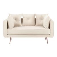 Sofa Luis Beige Samt - Beige/Roségold, MODERN, Holz/Textil (155/87/87cm) - Bessagi Home