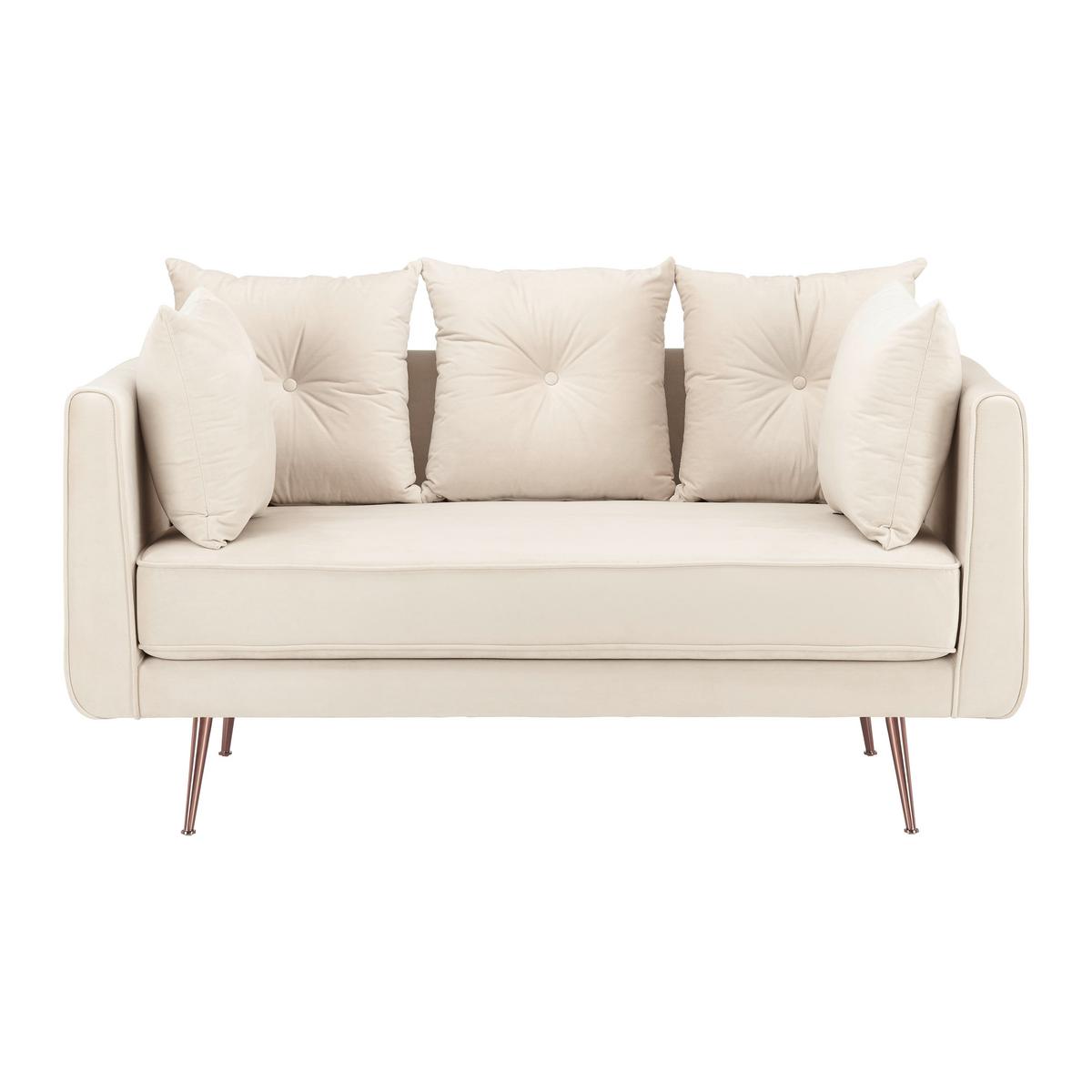 Sofa Luis Beige Samt - Beige/Roségold, MODERN, Holz/Textil (155/87/87cm) - Bessagi Home