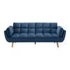 Schlafsofa Cora Blau Samt - Blau/Naturfarben, MODERN, Holz/Textil (214/92/81cm) - Bessagi Home