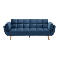 Zofa S Posteljno Funkcijo Cora, Modra, Žamet - modra/naravne barve, Moderno, tekstil/les (214/92/81cm) - Bessagi Home