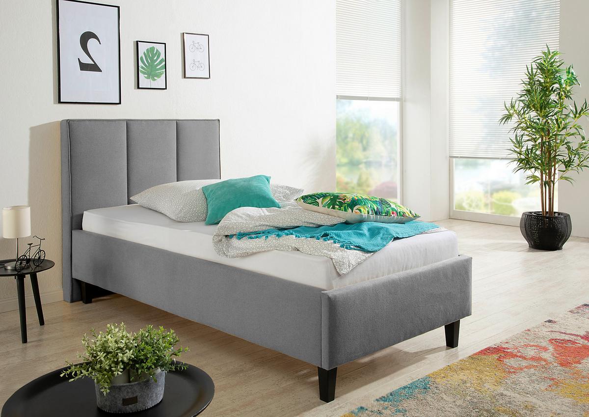 Polsterbett Avola Grau ca. 100x200 cm - Schwarz/Grau, MODERN, Holz/Textil (100/200cm) - Livetastic