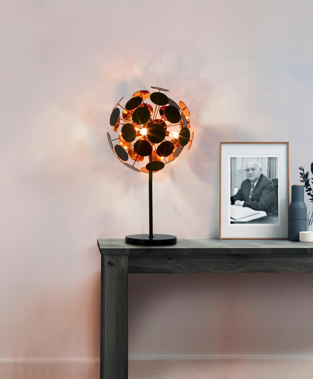 Asztali Lámpa Eu3070bg - fekete/aranyszínű, Design, műanyag/fém (48/65cm)