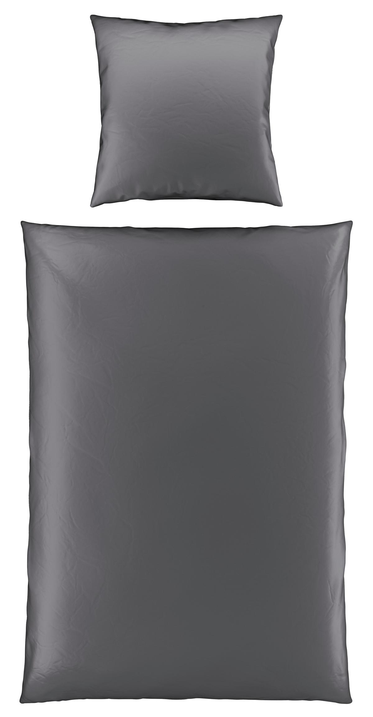 Bettwäsche Bio-Sophia Uni Anthrazit ca. 135x200cm - Anthrazit, Natur, Textil (135/200cm) - ecoTree