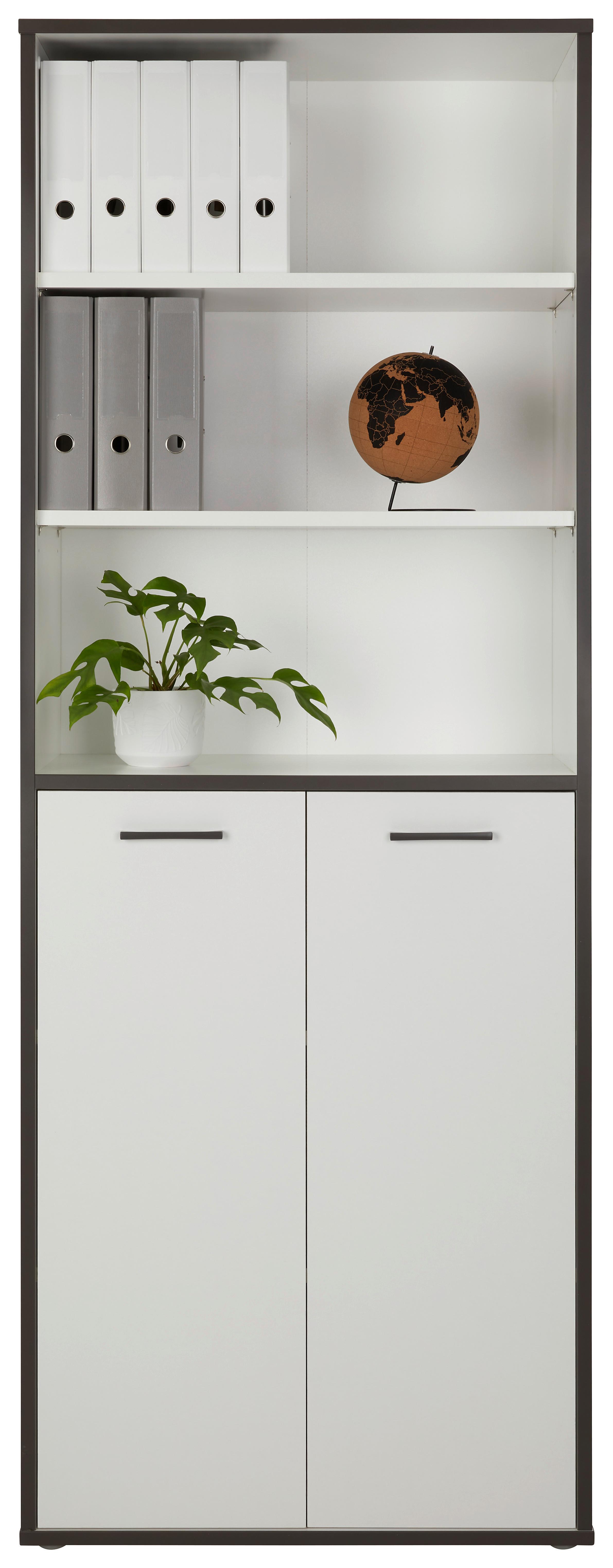Regalkombination in Weiß/Grau - Weiß/Grau, MODERN, Holzwerkstoff/Kunststoff (84,5/226,4/41,5cm) - Modern Living