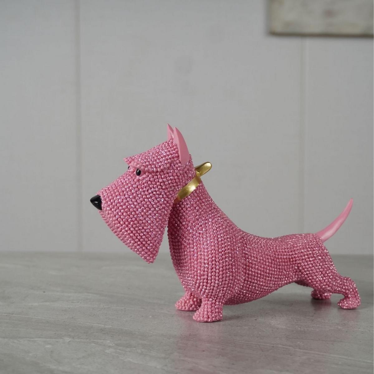 Dekor Kutya Schnauzer - rózsaszín, műanyag (19/5,8/12,3cm)