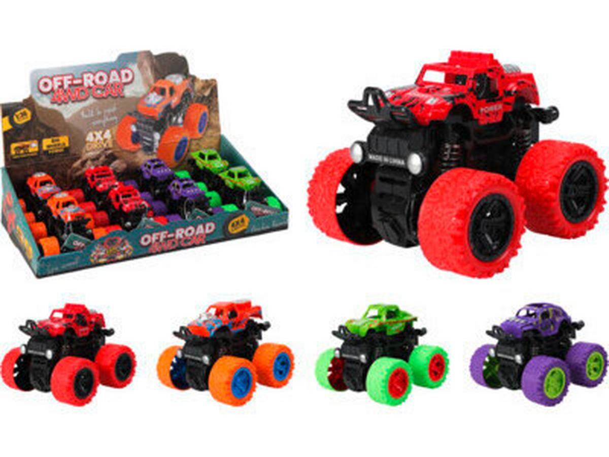 Játékautó Monster - lila/piros, műanyag (9cm)