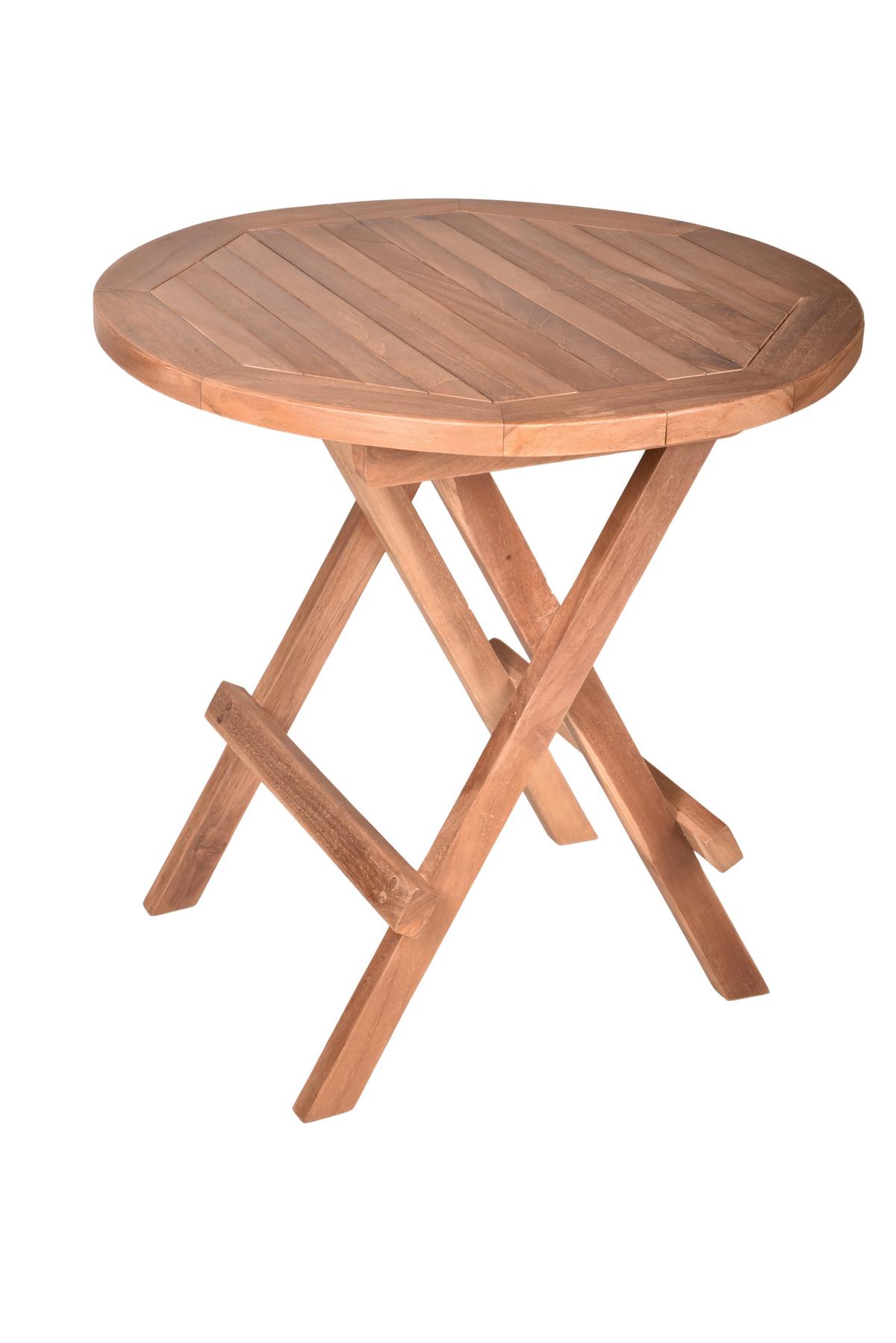 Gartenbeistelltisch Mitan Teak klappbar - Braun, Basics, Holz (50/50/51cm) - Gardenson