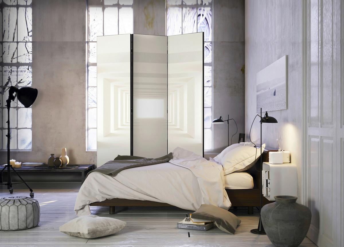 Paravent Into the light Creme/Weiß - Creme/Weiß, Basics, Holz/Textil (135/172/3cm) - artgeist