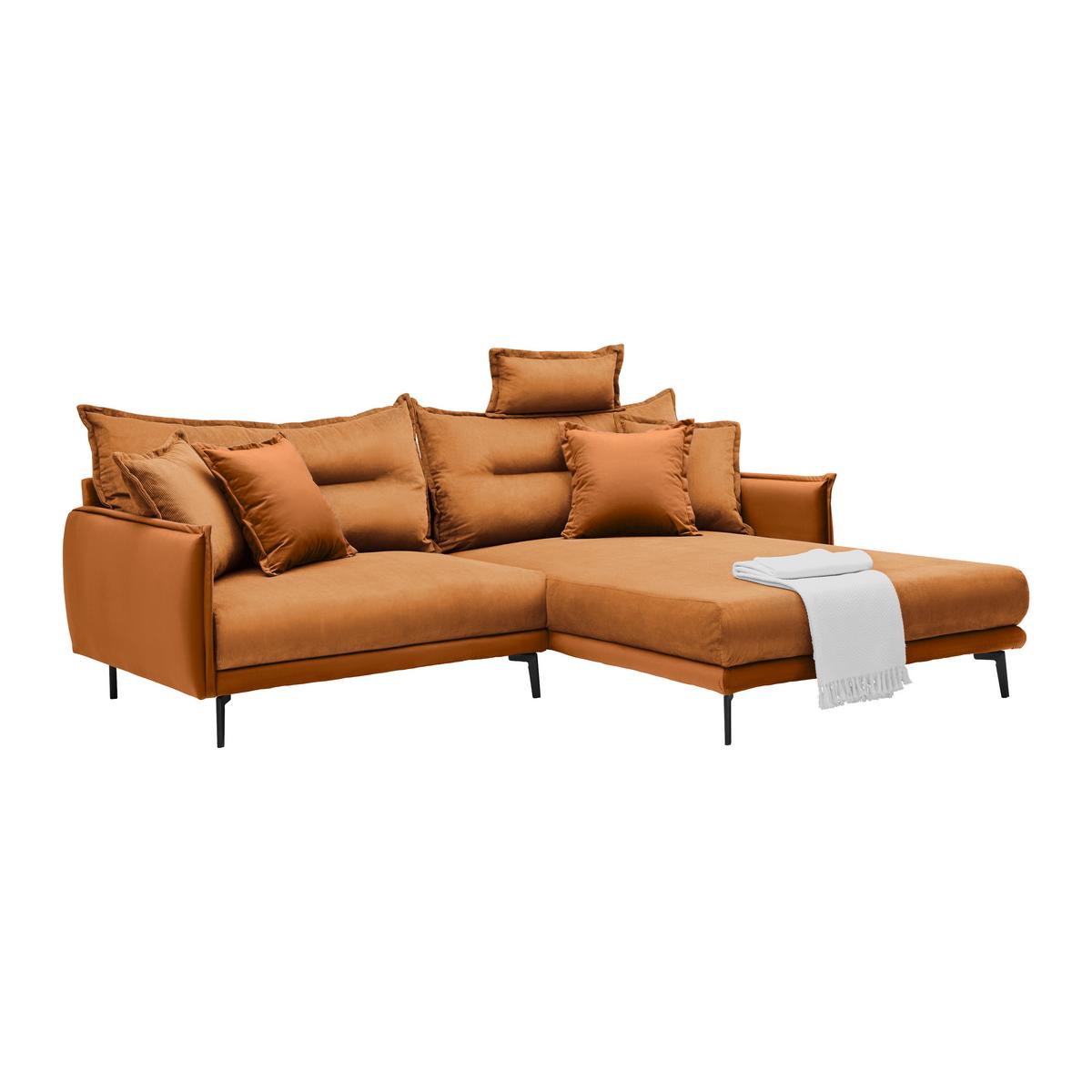 Ecksofa Nuovo Orange - Schwarz/Orange, MODERN, Textil/Metall (245/72-113/190cm) - Mömax