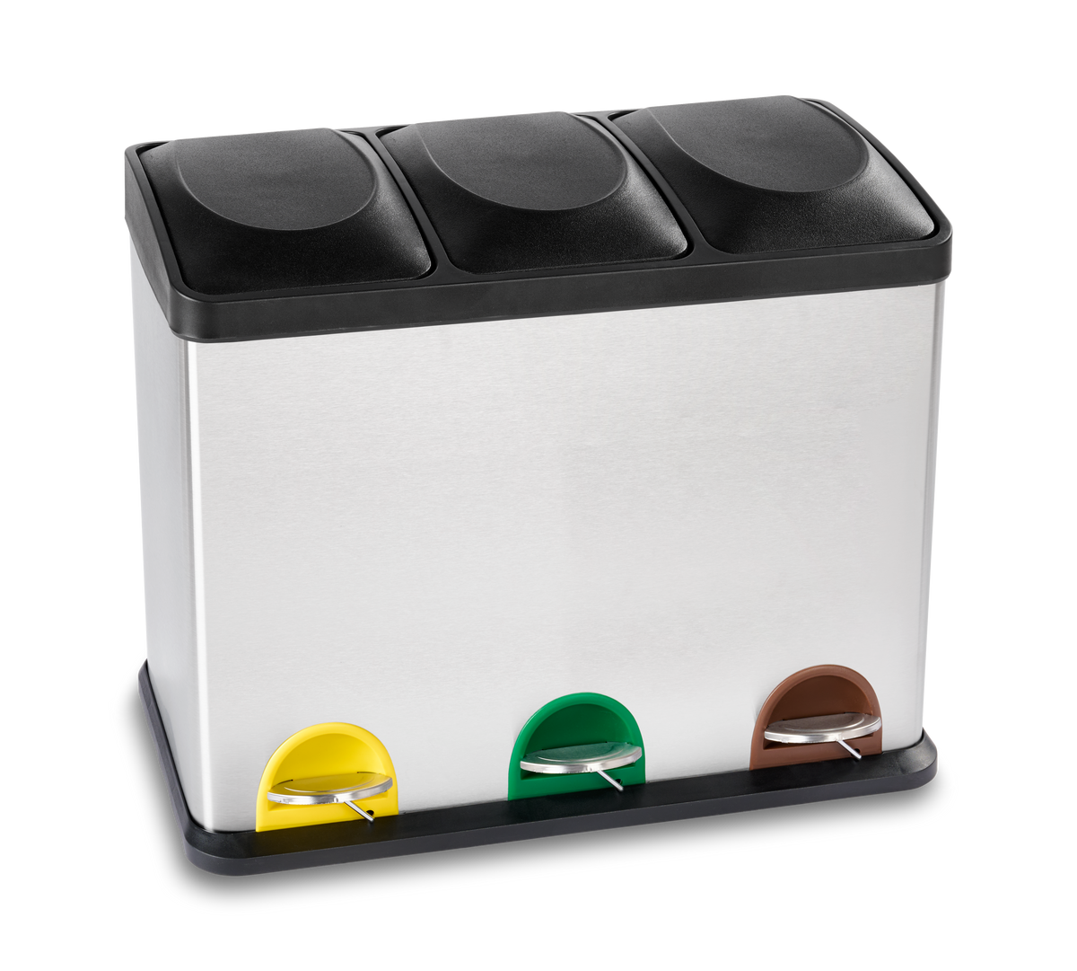 Treteimer Kai in Silberfarben ca. 45l - Silberfarben/Schwarz, KONVENTIONELL, Kunststoff/Metall (61/35/47cm) - Modern Living