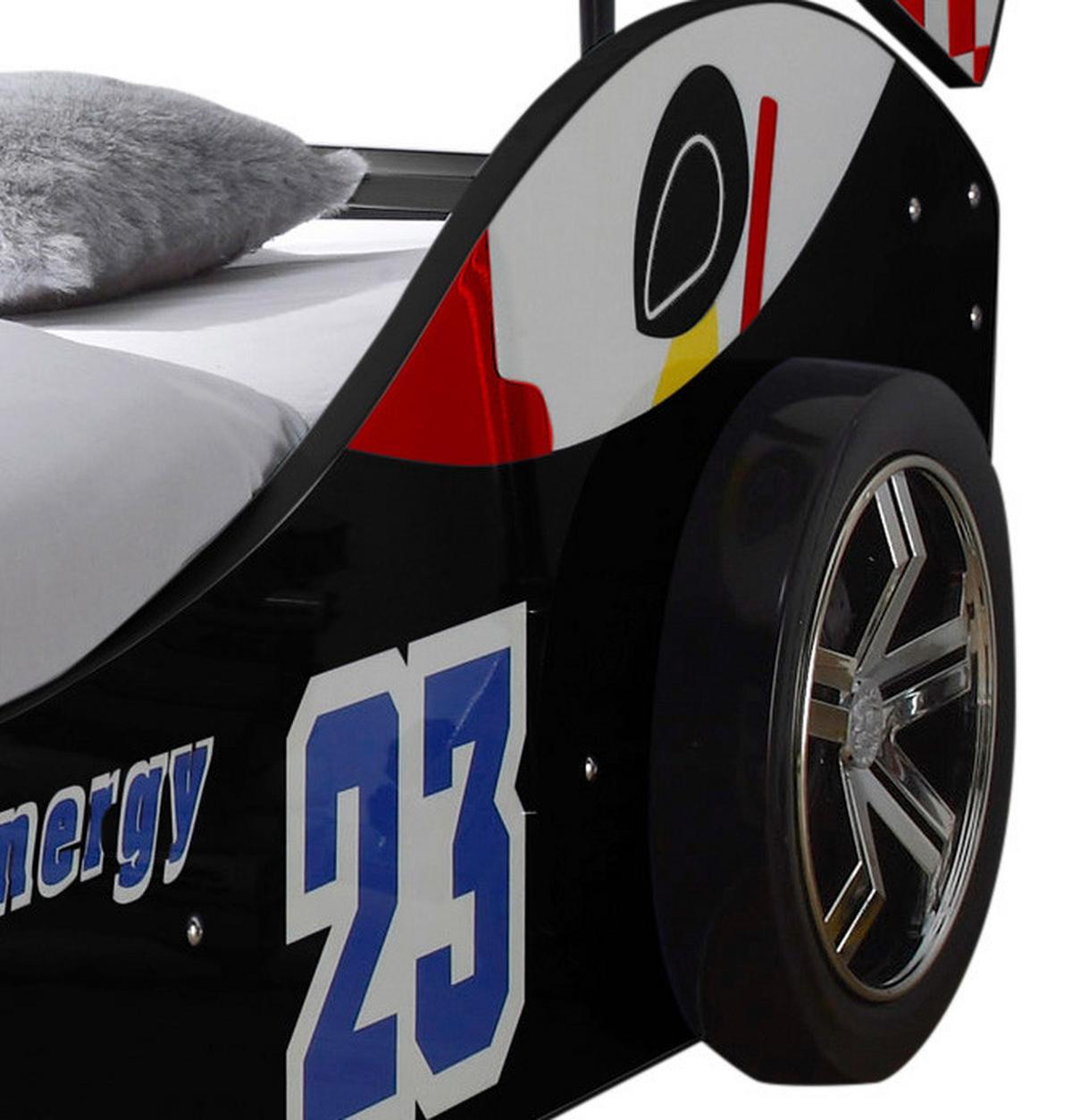 Postelja V Obliki Avta Energy, Črna, Osvetlitev, 90x200cm - črna, Konvencionalno, leseni material (90/200cm) - MID.YOU