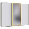 Schwebetürenschrank Katar Weiß/Goldfarben - Goldfarben/Weiß, MODERN, Glas/Holzwerkstoff (225/208/64cm) - Mömax