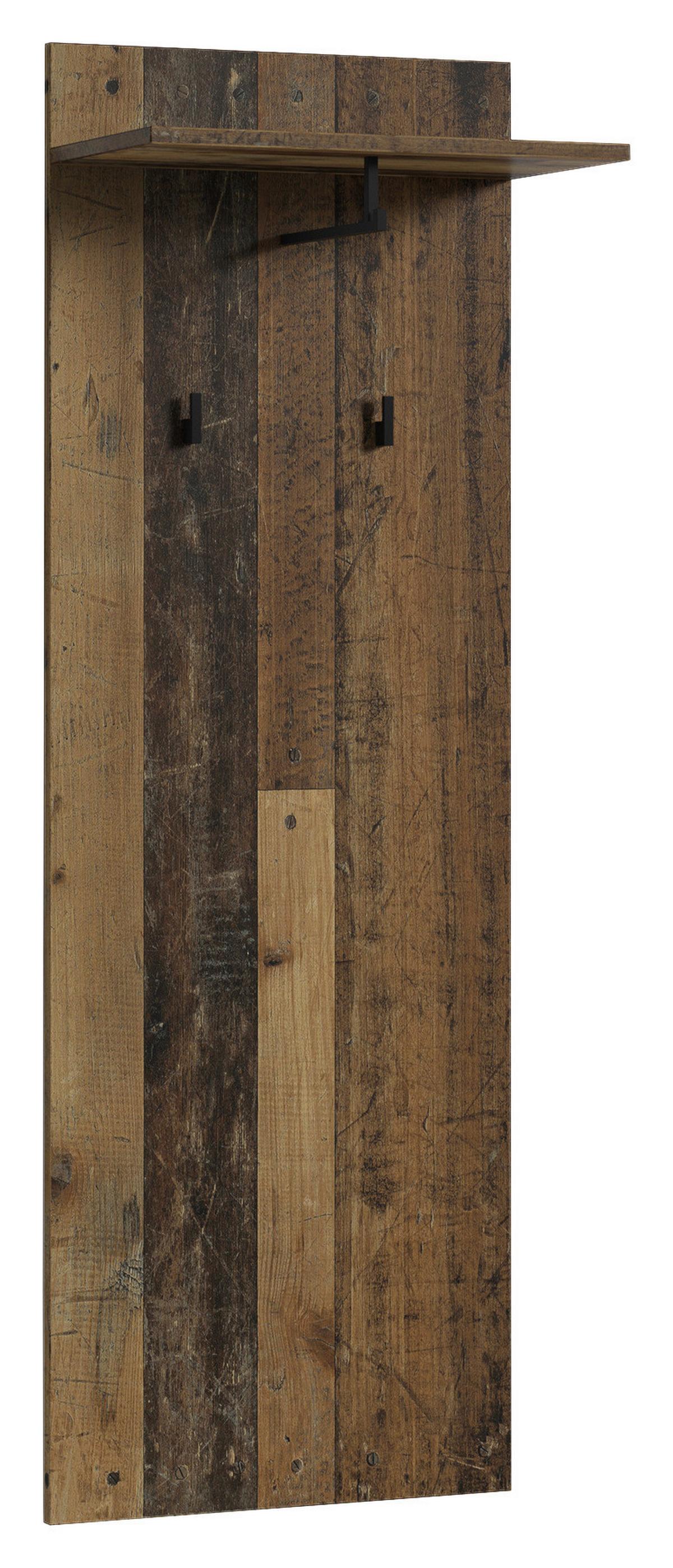 Garderobenpaneel Jakob ca.48x140x28cm Eiche Dekor - Alteiche/Schwarz, LIFESTYLE, Holzwerkstoff (48/140/28cm) - MID.YOU