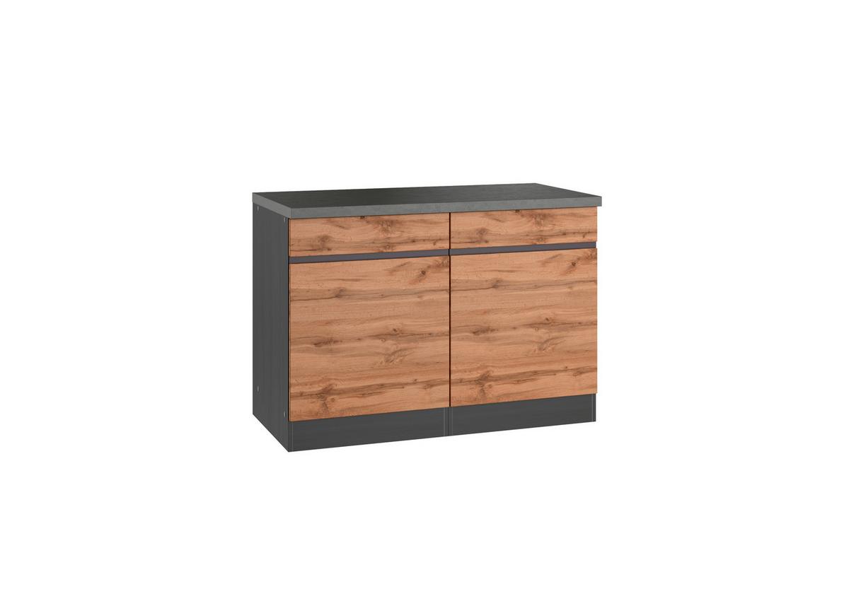 Küchenunterschrank Turin ca. 120x86 cm Graphit/Eiche - Eiche Wotan/Graphitfarben, Design, Holzwerkstoff (120/86/60cm) - Held