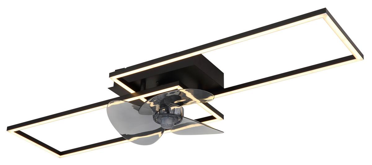 DECKENVENTILATOR 67243-30BF - Opal/Schwarz, Design, Kunststoff/Metall (90/30/15cm) - Globo