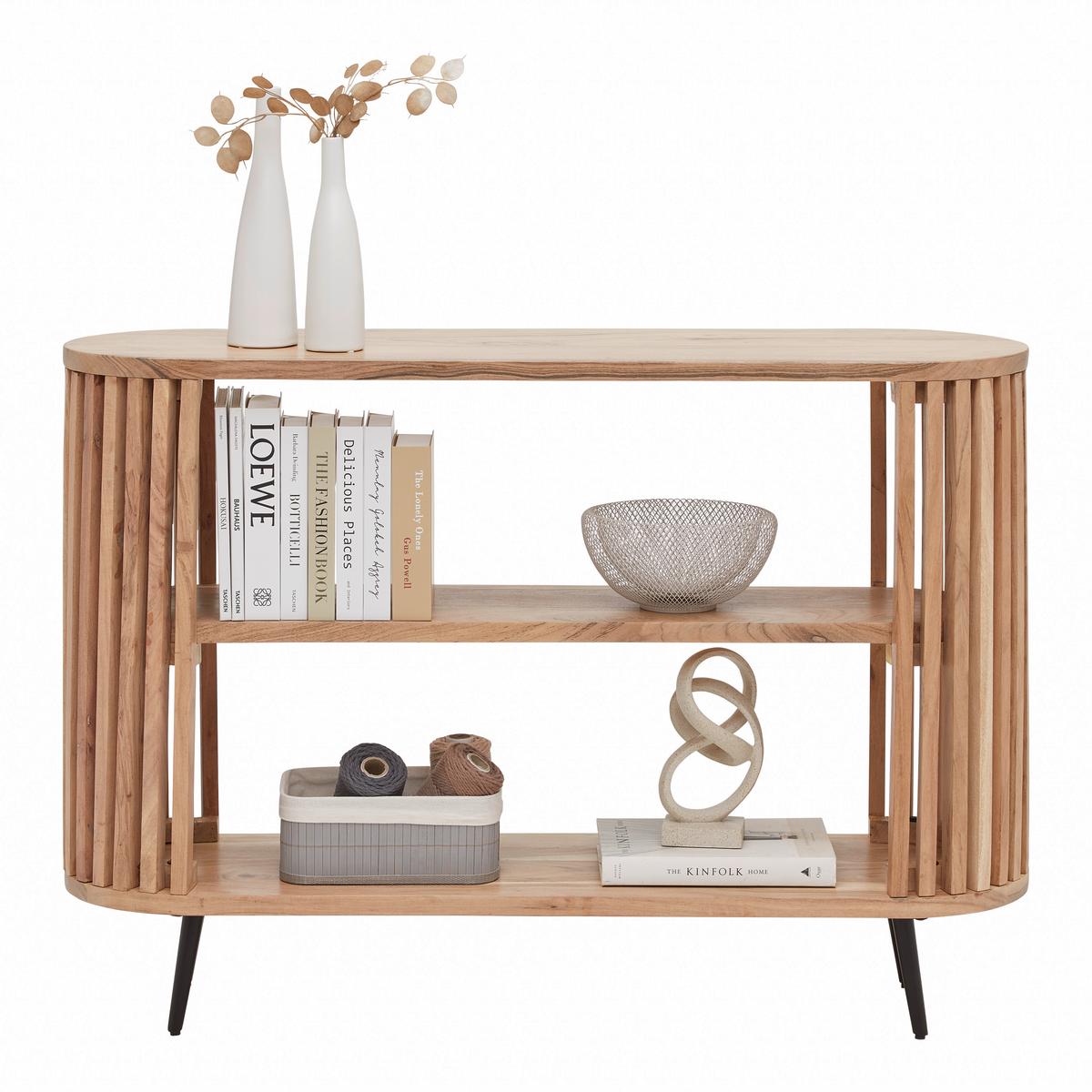 Konsole Maddi Naturfarben/Schwarz - Schwarz/Naturfarben, LIFESTYLE, Holz/Metall (120/85/33cm) - Mömax