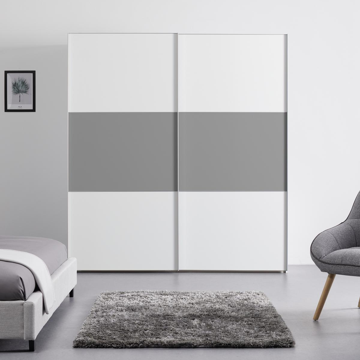 Ormar S Kliznim Vratima Includo - bijela/siva, Moderno, drvni materijal/metal (200/222/68cm) - Premium Living