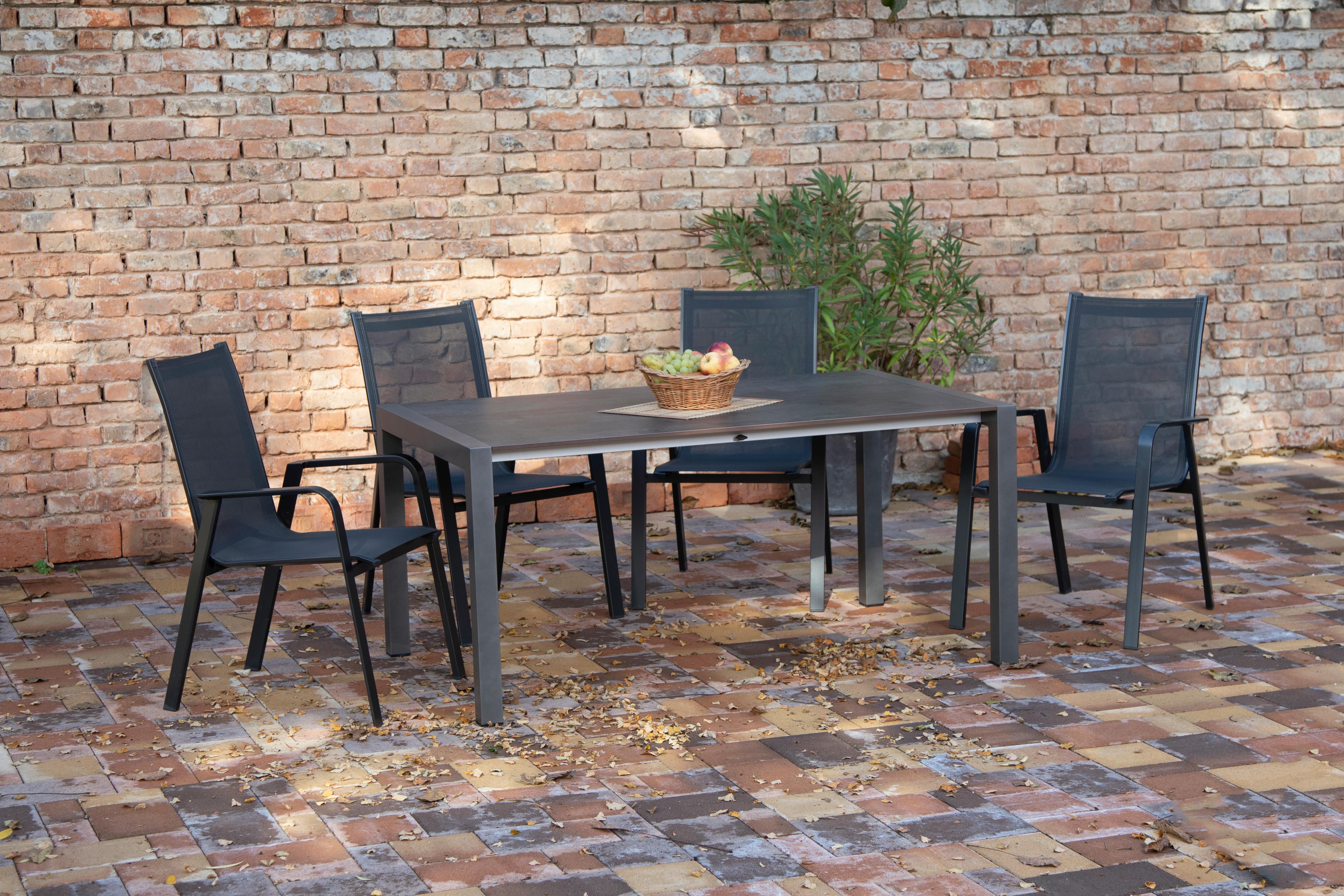 Gartengarnitur Urban 5-Teilig Metall/Texil - Schieferfarben/Anthrazit, Basics, Textil/Metall (160+60/98/72cm) - Acamp