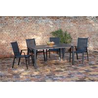 Gartengarnitur Urban 5-Teilig Metall/Texil - Schieferfarben/Anthrazit, Basics, Textil/Metall (160+60/98/72cm) - Acamp