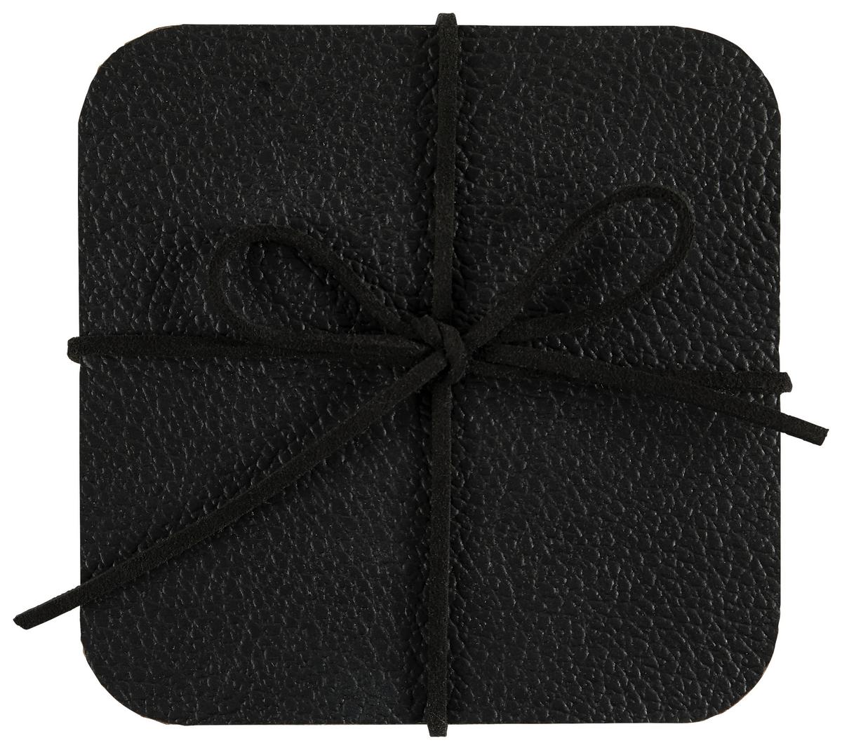 Untersetzerset Diego wendbar Cognac/Schwarz - Cognac/Schwarz, MODERN, Kunststoff (10/10cm) - Modern Living