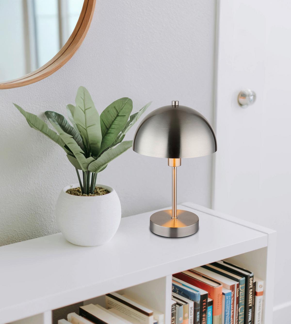 Stolna Svjetiljka Atoma - boje nikla/prozirno, Design, metal/plastika (20/31cm) - Globo