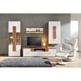 Wohnwand Weiß/Eichefarben - Klar/Chromfarben, MODERN, Glas/Holzwerkstoff (280/195/45cm) - MODERN LIVING