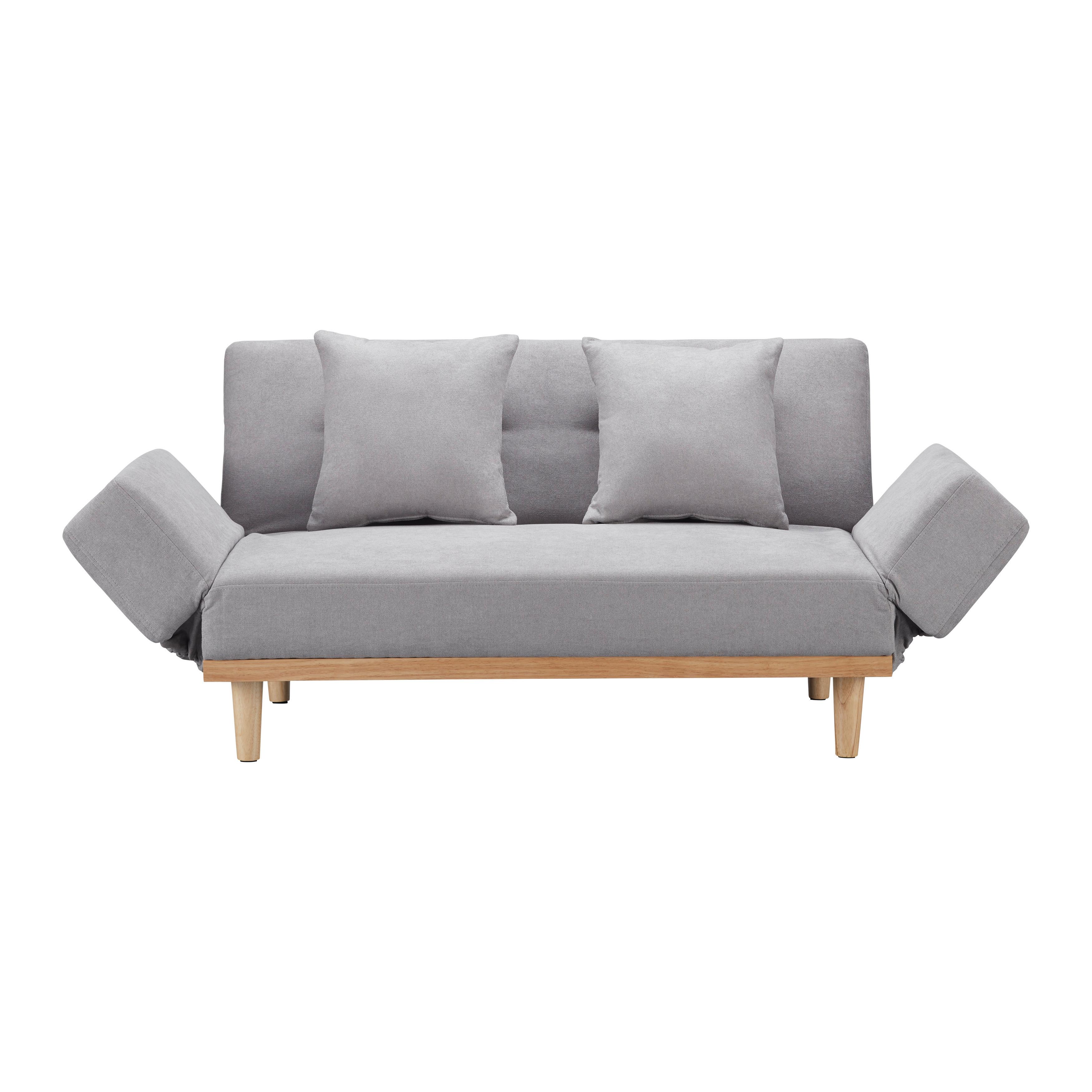 Schlafsofa Felicia Hellgrau Webstoff - Hellgrau/Naturfarben, MODERN, Holz/Textil (169/71/79cm) - Bessagi Home