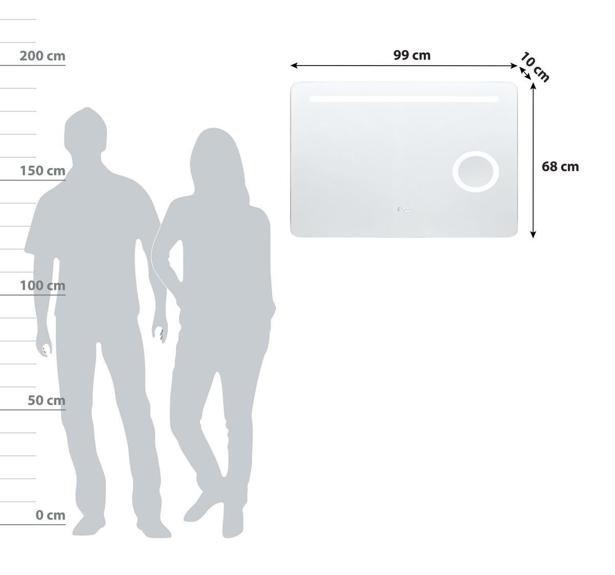Wandspiegel Silberfarben inkl. LED 'Mirror' - Silberfarben/Grau, Basics, Glas/Holzwerkstoff (80/62/10cm)