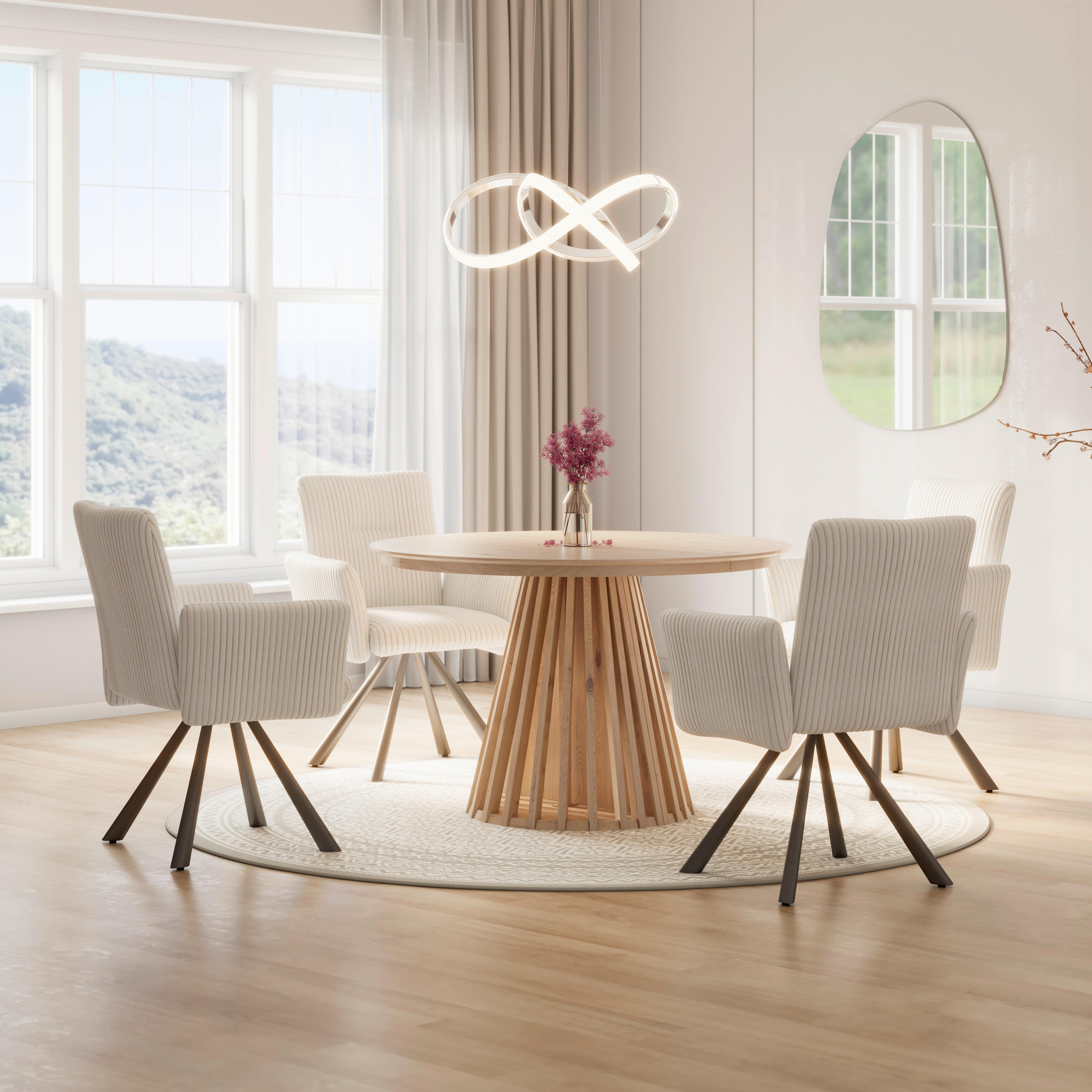 Raztegljiva Miza Ennio, 120-200x120, Barva Hrasta - barve hrasta, Moderno, leseni material/les (120-160/76/120cm) - Bessagi Home