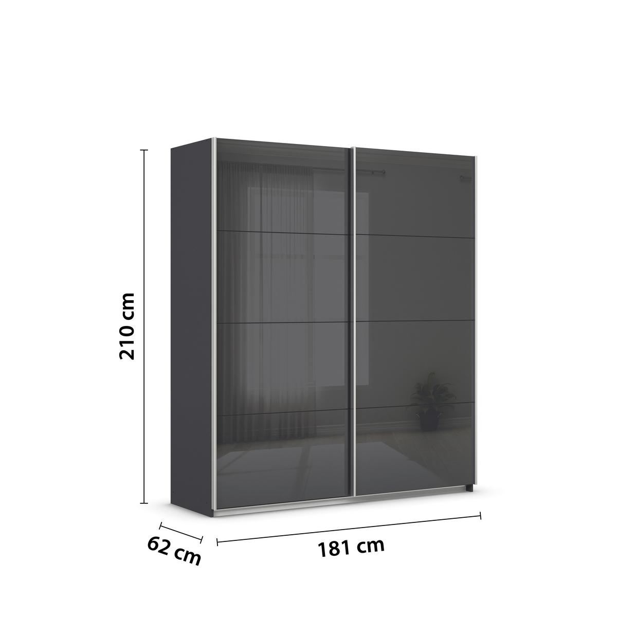 DULAP USI CULISANTE FELDKIRCH - antracit/antracit lucios intens, Modern, sticlă/material pe bază de lemn (181/210/62cm)