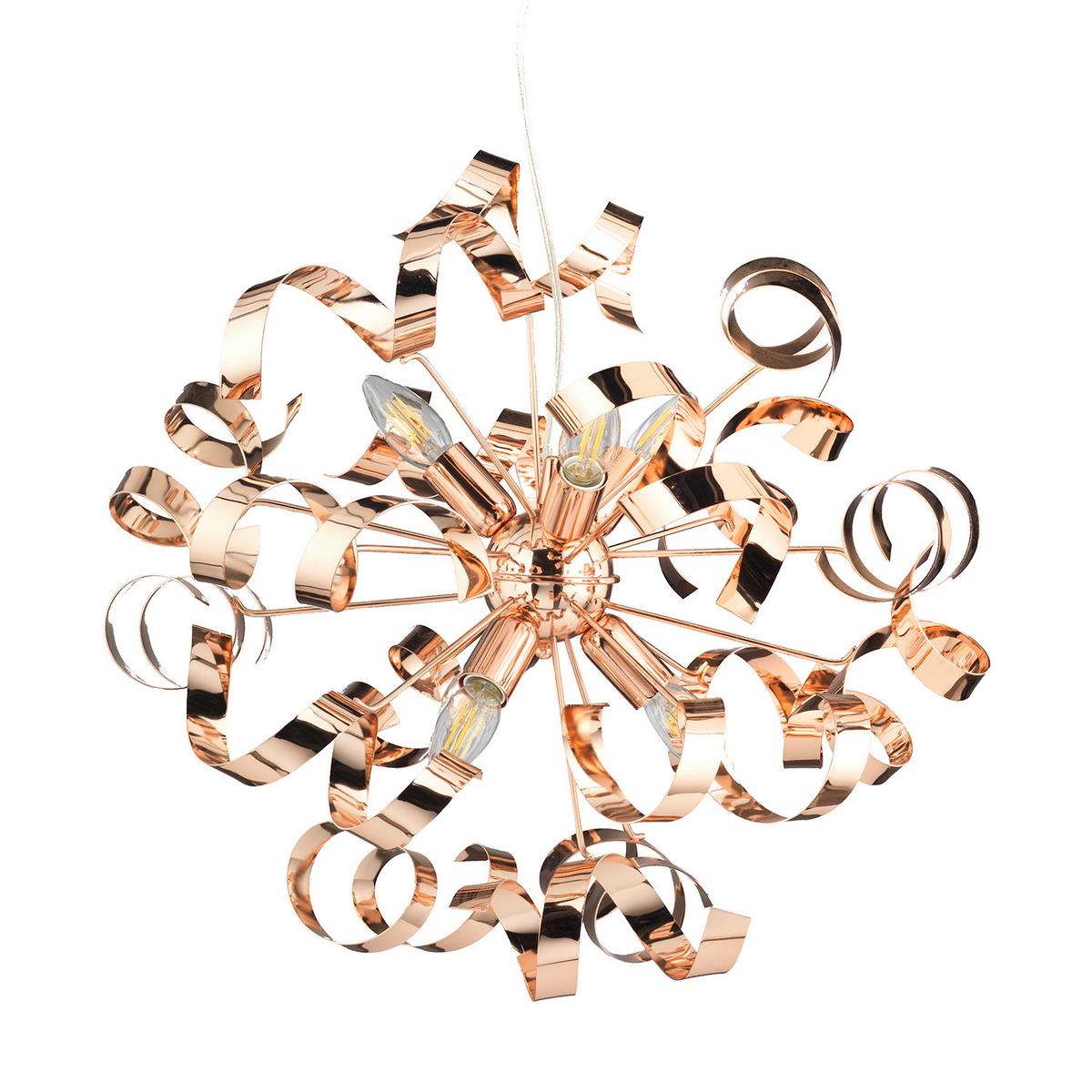 Hängeleuchte Zoe Rame Kupferfarben max. 6 Watt - Kupferfarben, Design, Metall (50/150cm)